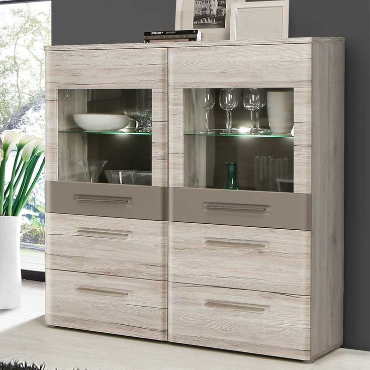 Highboard in Eiche hell Beleuchtung Jetzt bestellen unter: moebel.ladendirek... ...