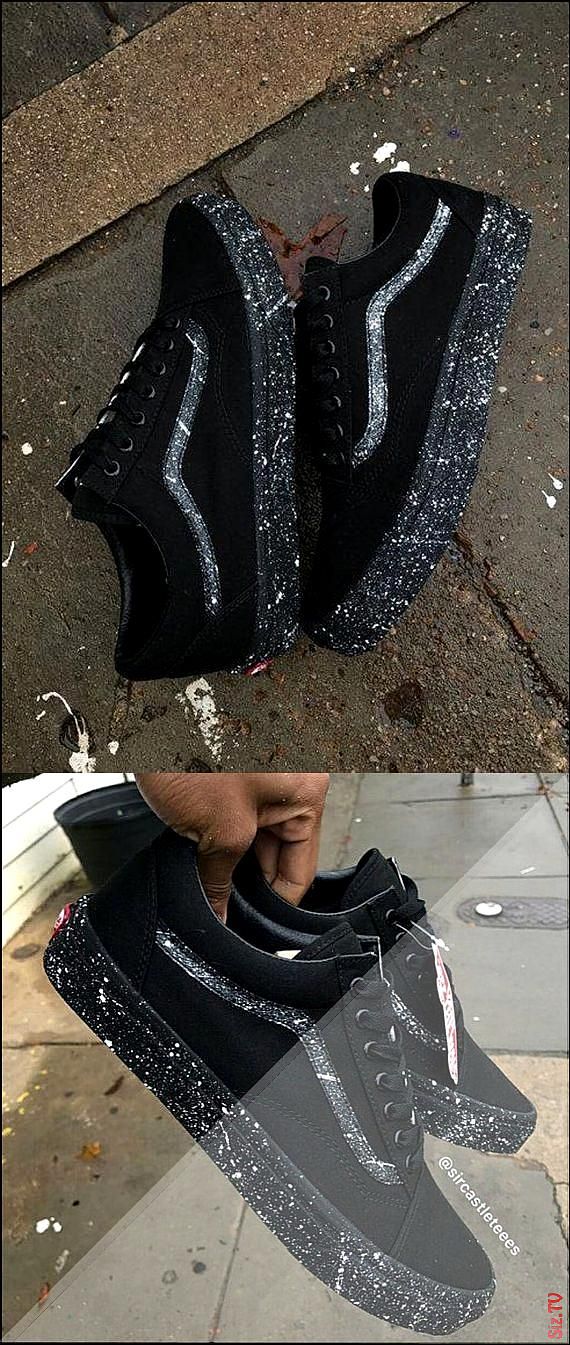 جدوى رسول أيمان سيى custom black vans 