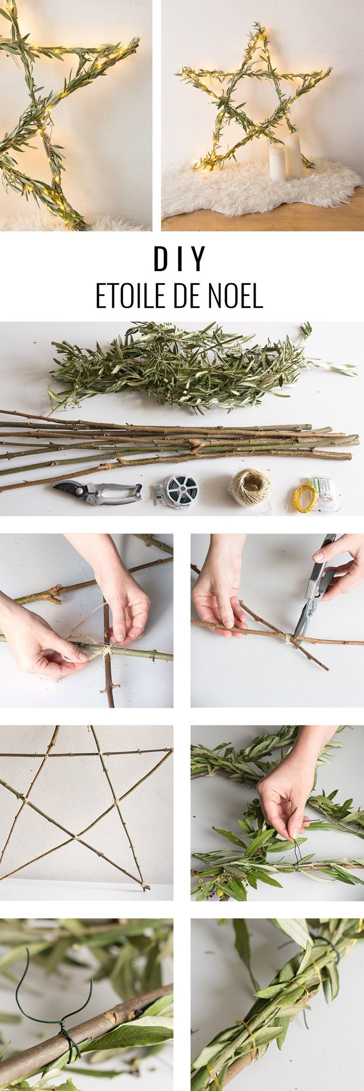 DIY déco de Noël : une étoile lumineuse végétale