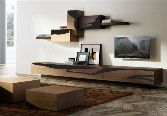 Custom Order For Steve From Us Walnut Black Resin Tv Media Centre Set In 2021 Living Room Tv Unit Living Room Tv Wall Decor
