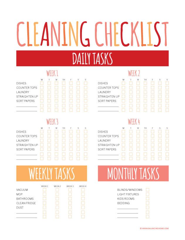 house cleaning checklist template free