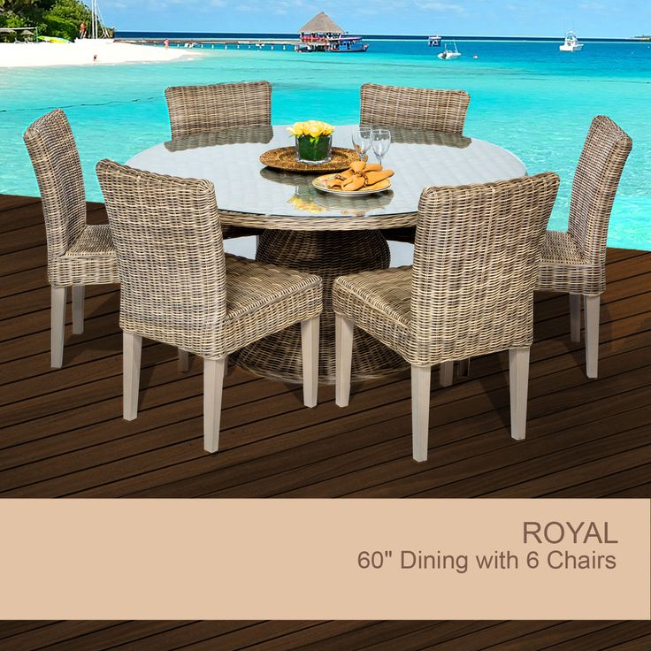 TKC Royal Vintage Stone 60 Outdoor Patio Dining Table With 6 Chairs TKC Royal Vintage Stone 60 Outdoor Patio Dining Table With 6 Chairs