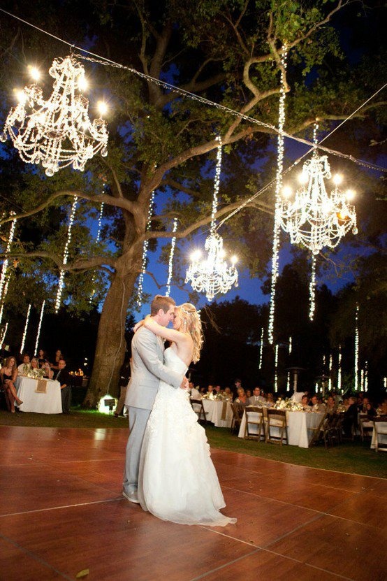 43 Best Wedding Lighting Images On Pinterest Having An Outdoor Reception Light Up The Dance Floor With Chandeliers Love Idea