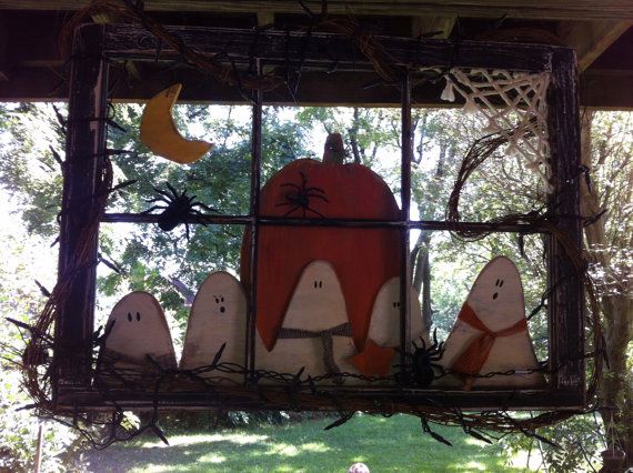rustic halloween wooden window frame with lights ghosts pumpkins and more decor wall hanging halloween decorations - Rustic Halloween Decorations rustic halloween wooden window frame with lights ghosts pumpkins and more decor wall hanging halloween decorations - Rustic Halloween Decorations