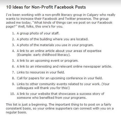 10 Ideas for Non-Profit Facebook Posts | Nonprofit marketing, Start a non profit, Non profit