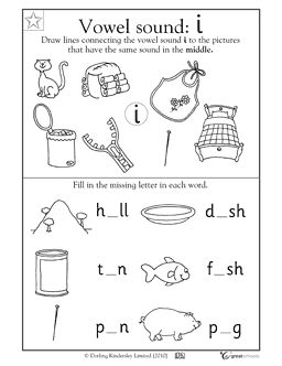 vowel sounds i short i worksheets 1st grade reading