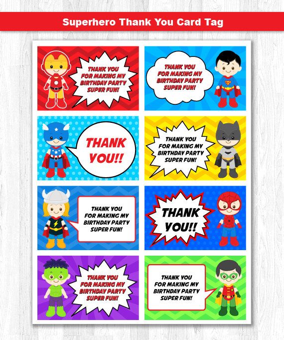 Boys /& Girls Super Hero Princess Anniversaire Thank You Notes for my Present Poison