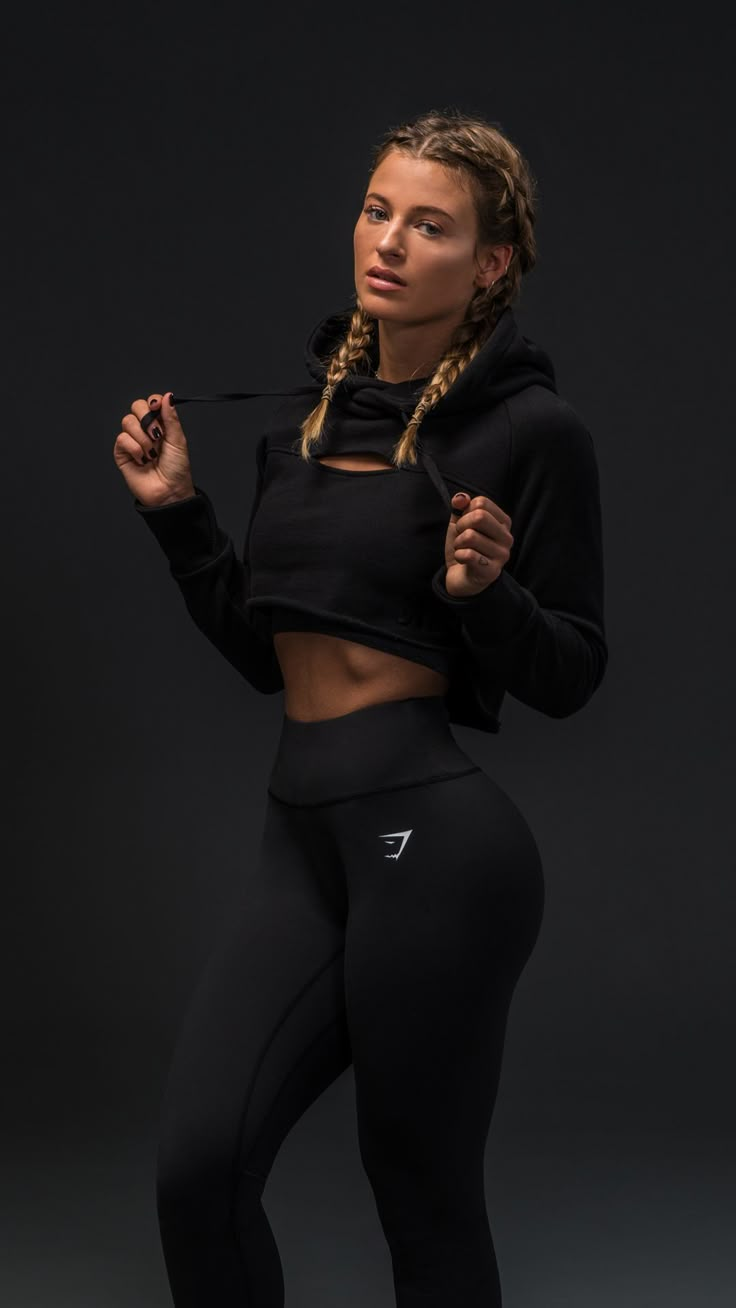 Gymshark Athlete, Meggan Grubb, sporting the Cropped Raw Edge Hoodie ...