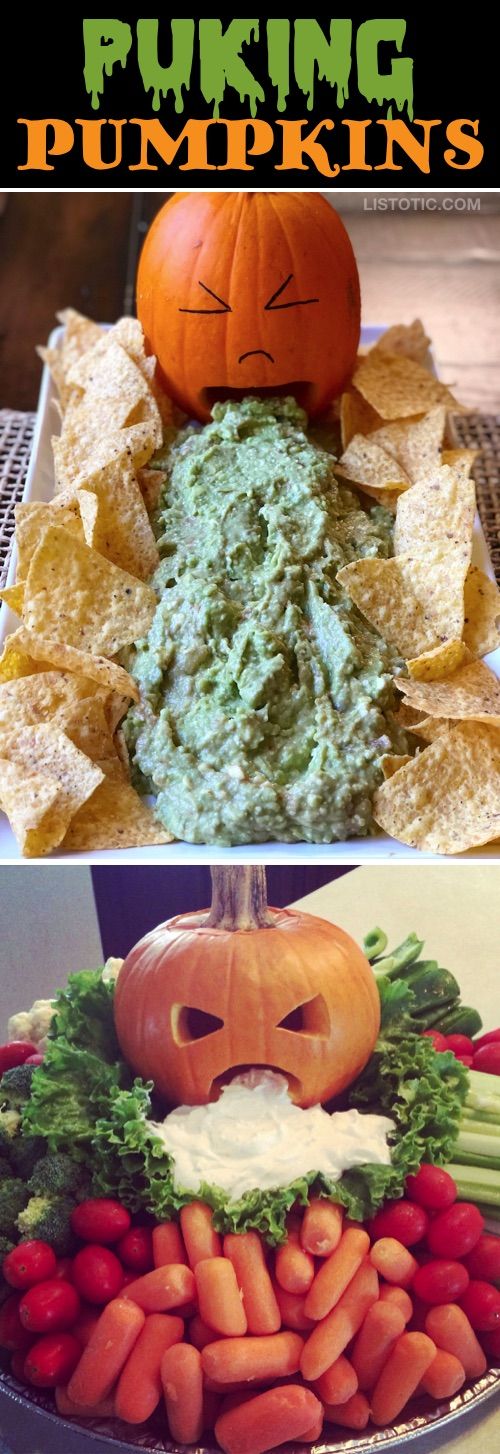 My 10 FAVORITE Halloween Party Appetizers! PUKING PUMPKINS-- easy, creepy and fu...