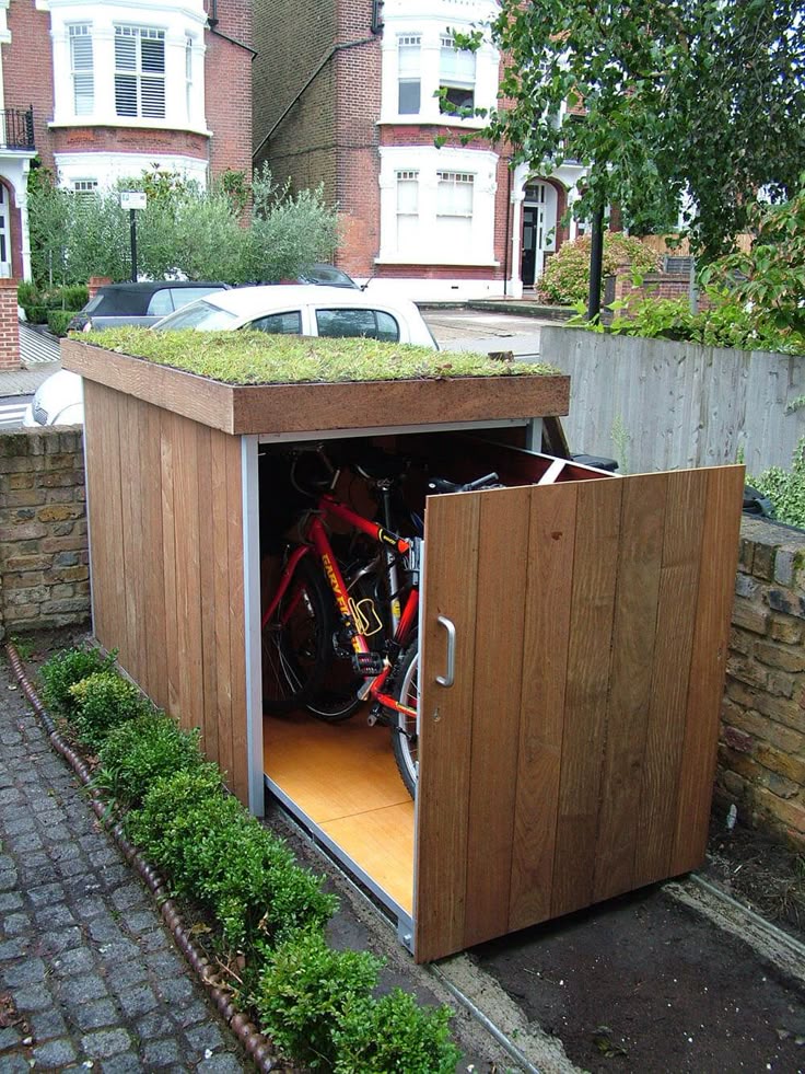 Best 25+ Outdoor Bike Storage Ideas On Pinterest Bike Storage Green roof bike shed - sliding rails storage - by Treesaurus - Best 25+ Outdoor Bike Storage Ideas On Pinterest Bike Storage