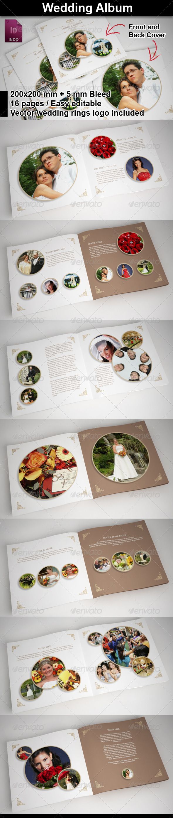 88 Best Wedding Photo Al Template Images On Pinterest Wedding Al With Rounded Frames Indesign Brochure Templatesprint