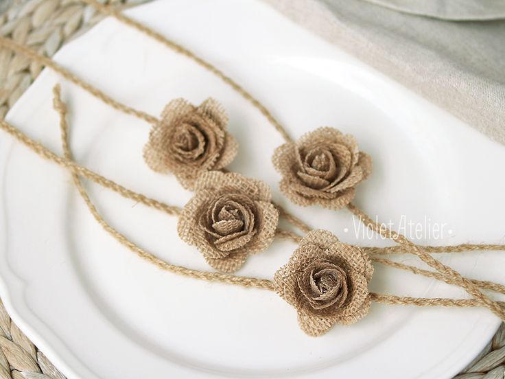 4 Burlap Flowers Napkin Rings Rustic Wedding Table Decor Twine Decoration Rose Wraps 4 Burlap Flowers Napkin Rings Rustic Wedding Table Decor Twine Decoration Rose Wraps