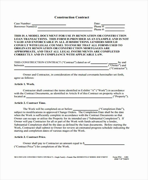 Construction Contract Template Free Download Fresh 8 Construction Construction Contract Template Free Download Fresh 8 Construction