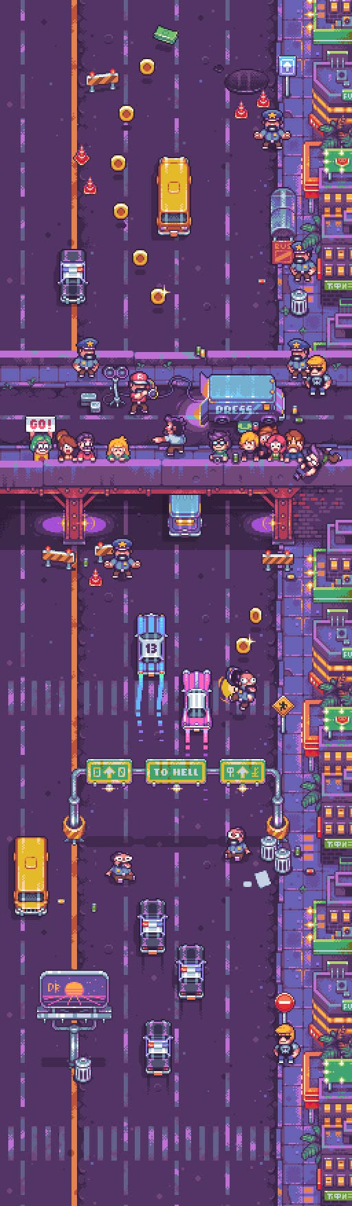 Download Free png city road top-down game sprites scene | Pixel art