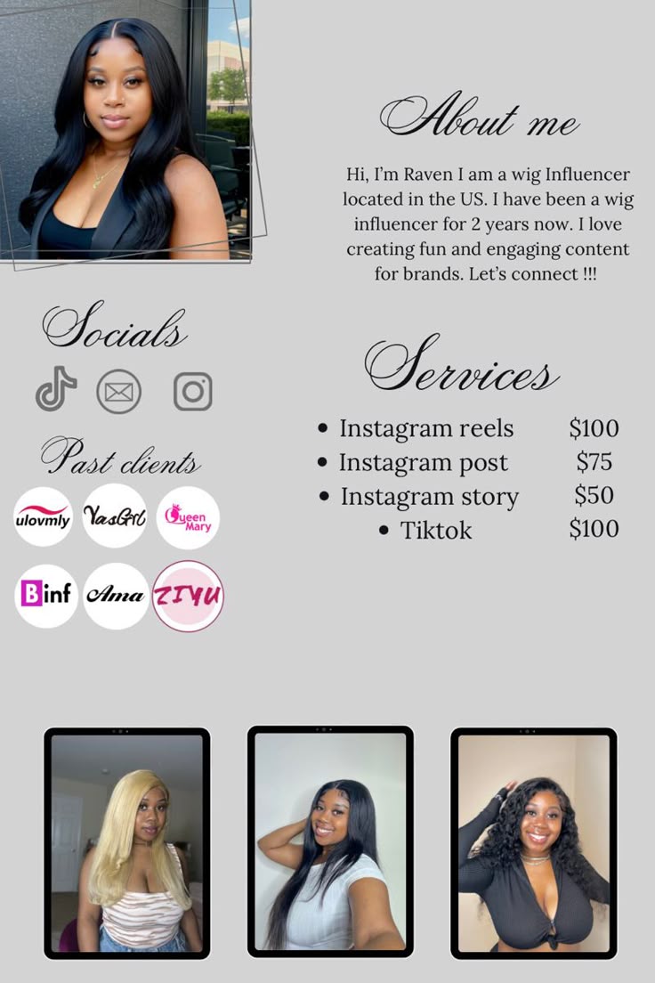 Influencer Rate Card Example Influencer Rate Card Example