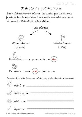 Cositas De Al Y Pt La Sílaba Tónica Y La Sílaba átona Silabas Tonicas Y Atonas Silabas Tonica Atona Y Tonica