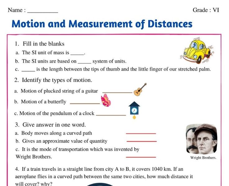 Printable Motion and Measurement of Distances Worksheets for Class 6