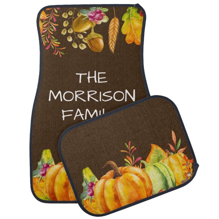 Harvest Pumpkins And Autumn Leaves Border Car Floor Mat Zazzle Com Car Floor Mats Leaf Border Autumn Leaves