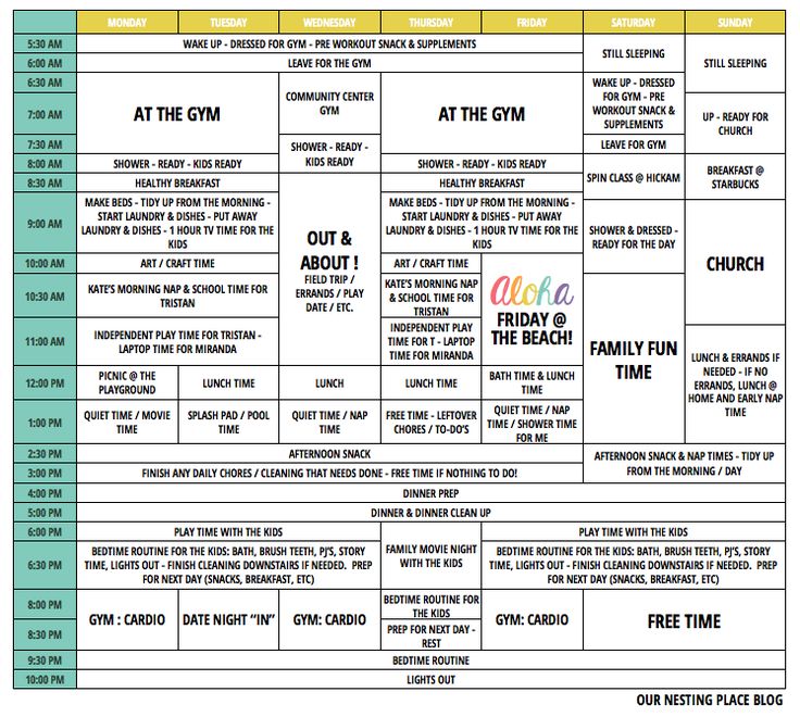 daily working schedule