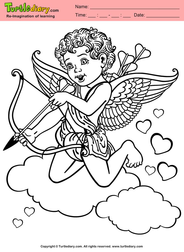 Cupid Valentine's Day Coloring Page #Childeducation #Coloring #Turtlediary | Valentine Coloring Pages, Valentines Day Coloring Page, Valentines Day Coloring