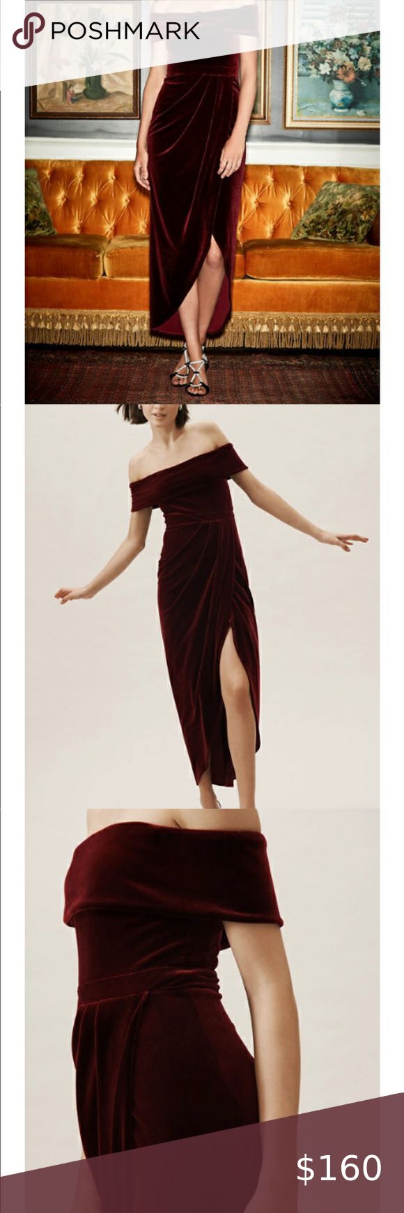 BHLDN Edison Velvet Dress in Burgundy | Velvet dress, Red velvet dress, Bhldn dress
