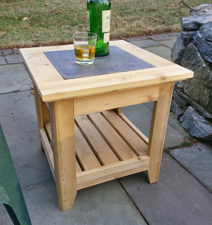 Handmade Cedar Patio Side Table With A Tile Inlay By REILwoodworks On Etsy Handmade Cedar Patio Side Table With A Tile Inlay By REILwoodworks On Etsy
