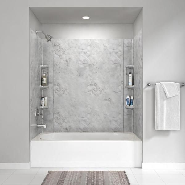 American Standard Colony 32 In X 60 5 Piece Glue Up Alcove Wall Bath Set Silver Celestial 2978bwt 366 The Home Depot 2021 Bathtub Walls Bathroom Renovation Cost Bathtub Walls, 5 Piece Shower Surround Installation