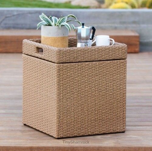 Outdoor Storage Cube Ottoman Side Table Resin Wicker Tray Top Patio Outdoor Storage Cube Ottoman Side Table Resin Wicker Tray Top Patio Furniture Outdoorstoragecubetable