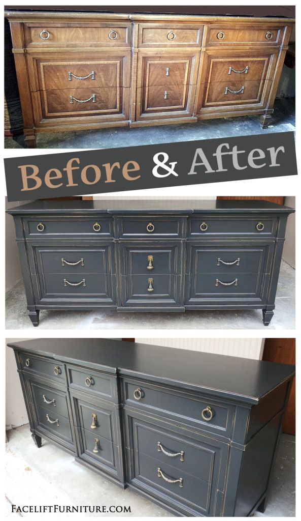 Vintage dresser in distressed black ~ Before & After from Facelift Furniture'...