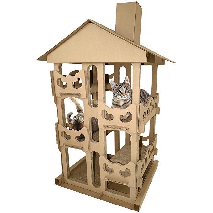 Furhaven Pet Cat Scratcher Tower Playground Corrugated Cat Scratcher House With Catnip Cardboar Cat Condo Cat Scratcher Cardboard Cat Scratcher