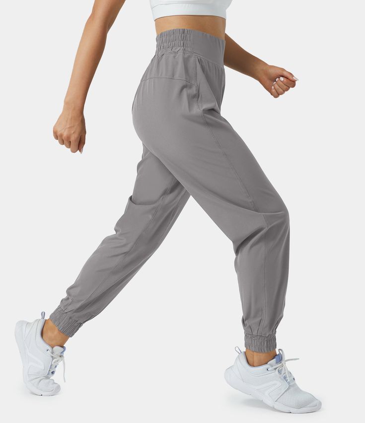 Women's High Waisted Elastic Waistband Casual Joggers - HALARA