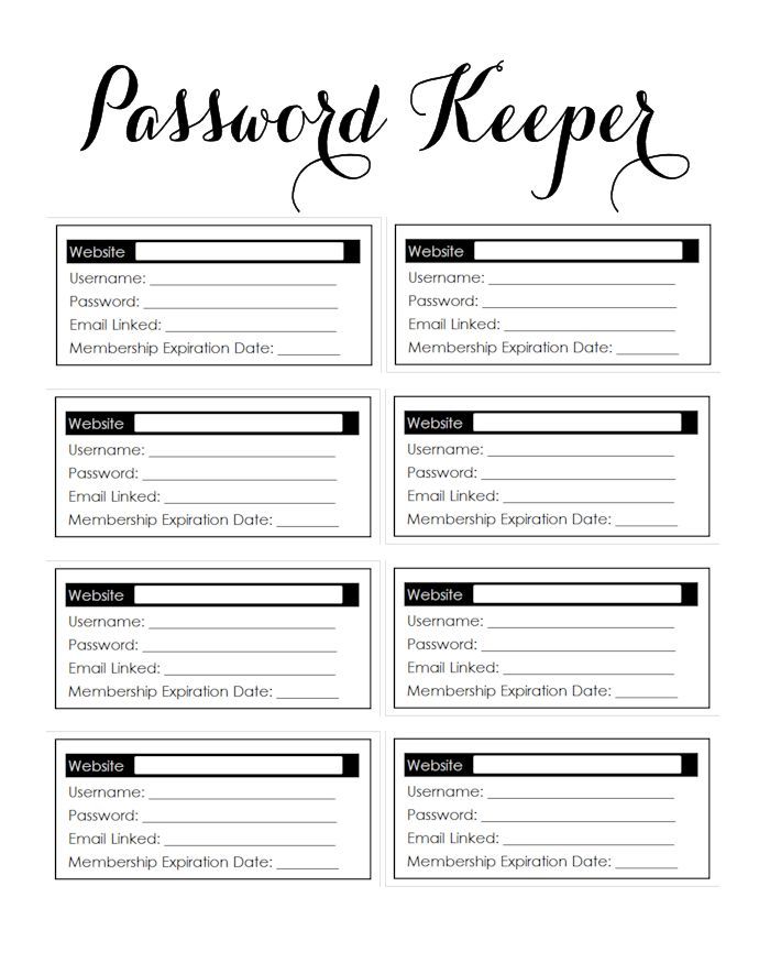 Free of charge Printable Spouse and children Planner Planners Productiveness for photo about Free Printable Password Keeper named No cost Printable Spouse and children Planner Planners Productiveness for