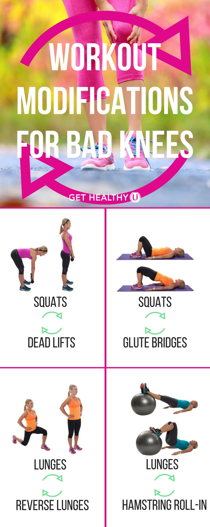 Do you have #kneepain? Here are some workout modifications for people with bad k… Do you have #kneepain? Here are some workout modifications for people with bad k…