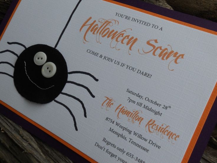cutie spider halloween invitation use flock on your spider to make him fuzzy get - Homemade Halloween Party Invitations cutie spider halloween invitation use flock on your spider to make him fuzzy get - Homemade Halloween Party Invitations