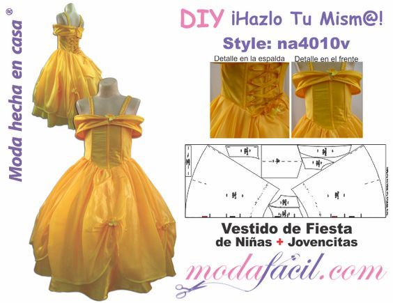 descarga gratis los moldes de vestido de fiesta de niñas y