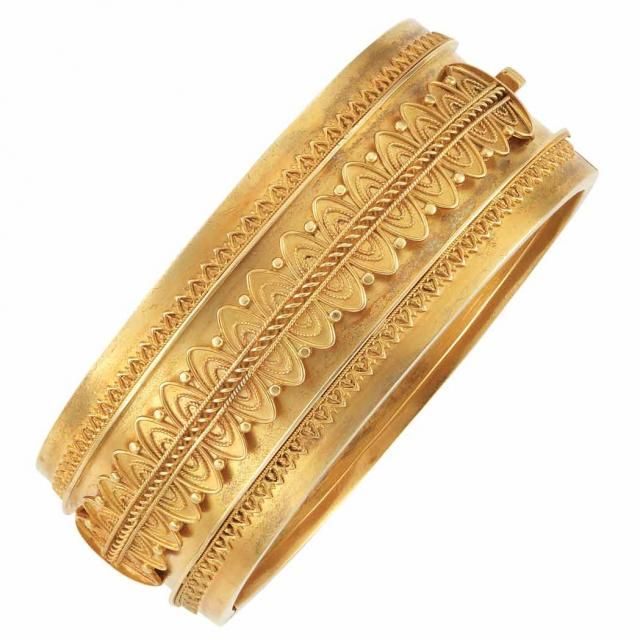 Antique Gold Cuff Bangle Bracelet The Topped By An Antique Gold Cuff Bangle Bracelet The