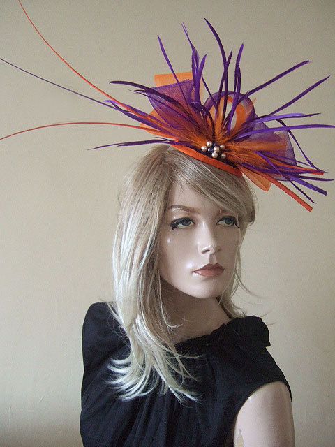 63 Best Fascinator Ideas Images On Pinterest Fascinators Purple And Tangarine Orange Ostrich Quills Feathers Bright Ascot Fascinator Hat
