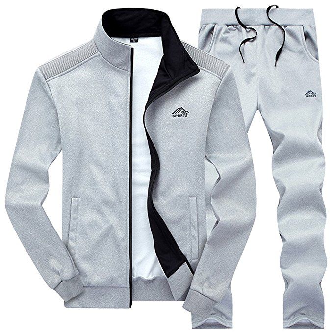 Mens Sweater Casual Tracksuit Sport Suit Jogging Athletic Jacket And Pant Jogger