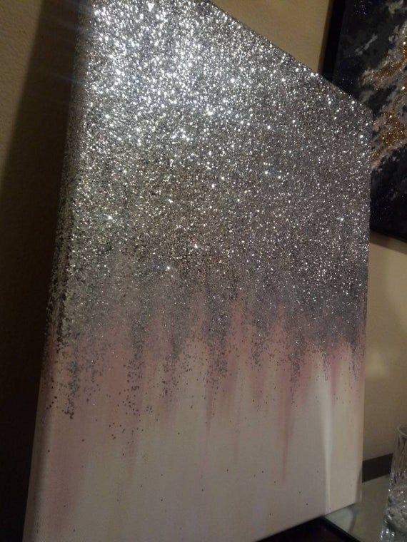 Handmade Glitter Painting Custom Modern Home Decor Vintage Room Pink And Silver Bedroom - Silver Glitter Home Decor Handmade Glitter Painting Custom Modern Home Decor Vintage Room Pink And Silver Bedroom - Silver Glitter Home Decor