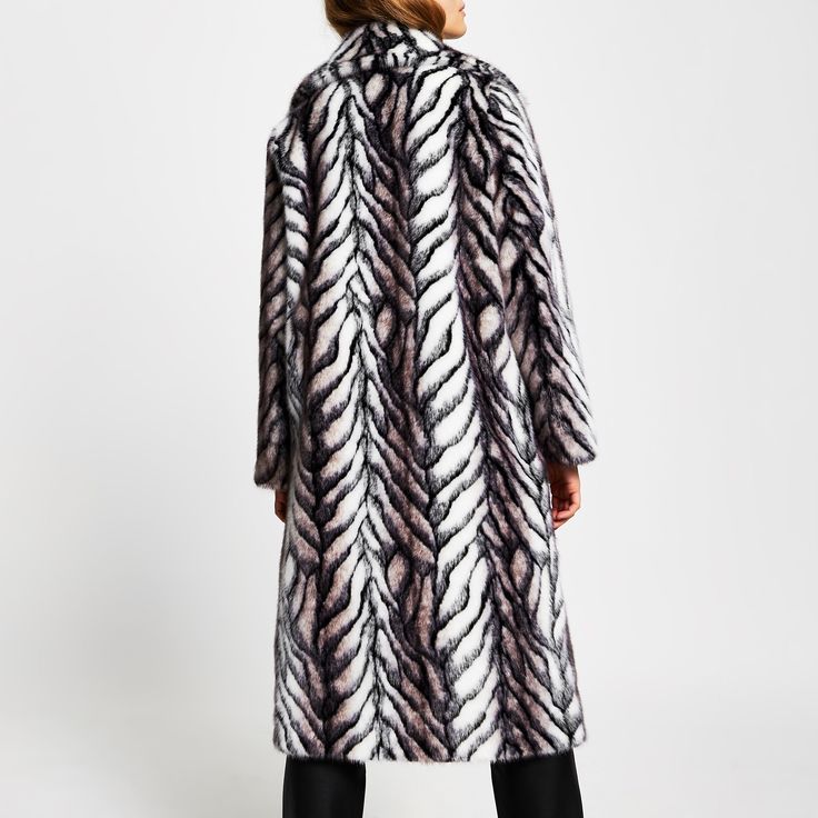 White Long Line Faux Fur Zebra Print Coat In 2021 Sleeve Dress White Long Line Faux Fur Zebra Print, White Long Line Faux Fur Zebra Print Coat