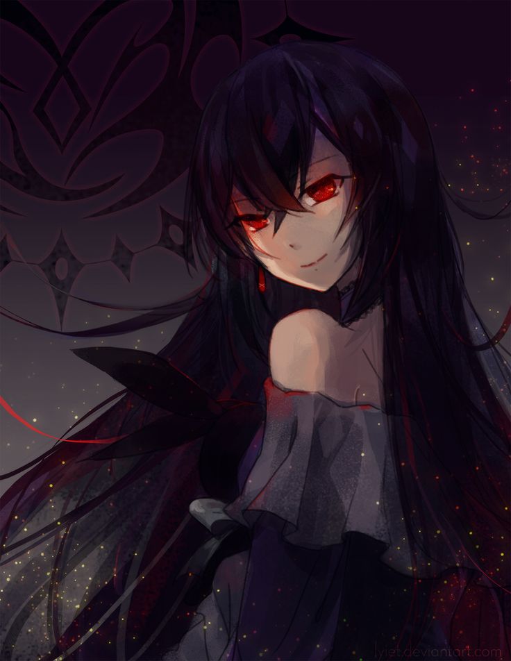 Anime red eyes black hair