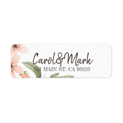 monogram simple typography floral spring wedding label return