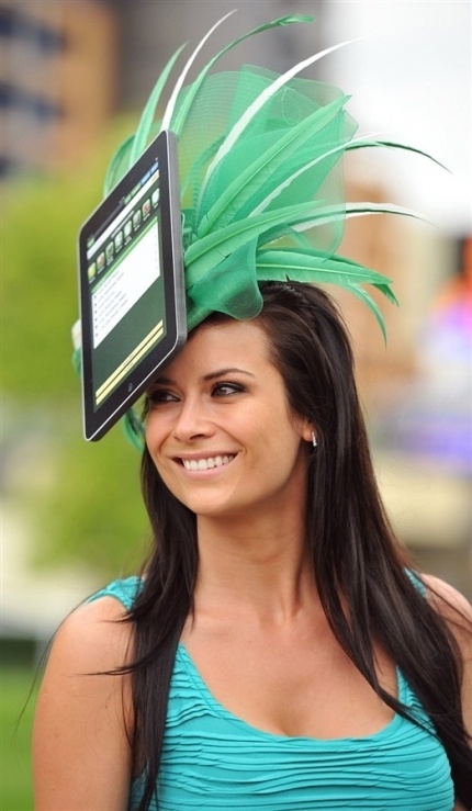 20 Best Modern Horse Racing Images On Pinterest Ascot Hats A Racegoer Wears Homemade Ipad Hat On The Second Day Of Annual Royal Ascot