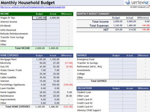 bills excel template