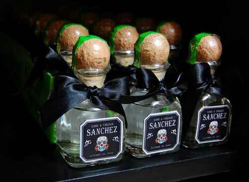106 Best Wedding Day Of The Dead Images On Pinterest Mexican Love These Mini Patron Bottles As Wedding Favors Sugar Skull Personalize Labels