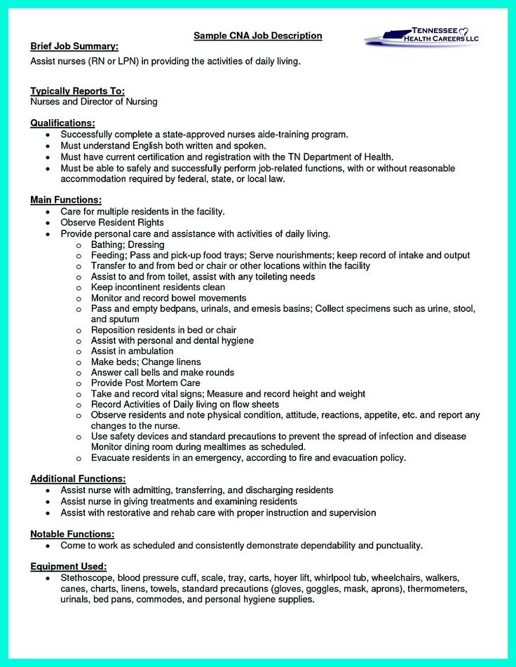sample of a cna resume