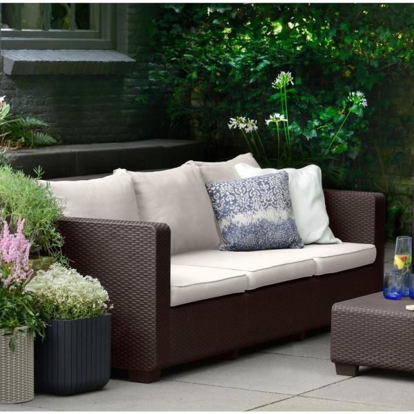 Keter Salta Brown Resin 3 Seat Plastic Outdoor Sofa With Canvas Cushions 236841 The Home Depot Patio Pool Furniture Wicker Decor - Halloran Patio Chair With Sunbrella Cushions Keter Salta Brown Resin 3 Seat Plastic Outdoor Sofa With Canvas Cushions 236841 The Home Depot Patio Pool Furniture Wicker Decor - Halloran Patio Chair With Sunbrella Cushions
