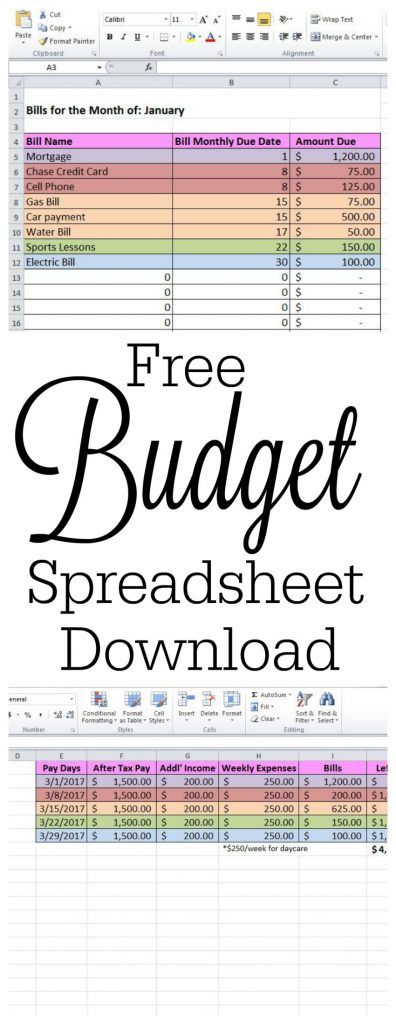 the free budget spreadsheet is shown in this screenshote screen graber