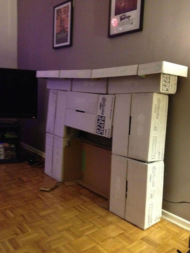 Made myself a fireplace out of cardboard | Church ...
