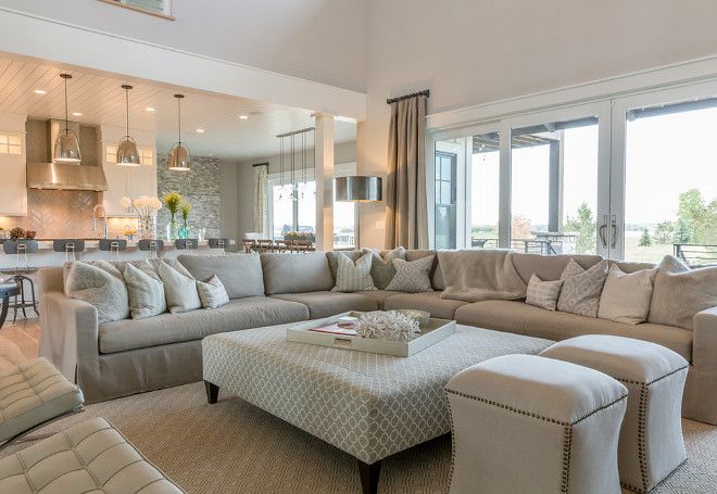 Best 25+ Large Sectional Sofa Ideas Only On Pinterest Large RH Belgian Linen slipcovered sectional, custom ottoman in Thibaut geometric, ottomans, and wool rug by Curran. Custom window treatments in Suzanne Kasler ... - Best 25+ Large Sectional Sofa Ideas Only On Pinterest Large
